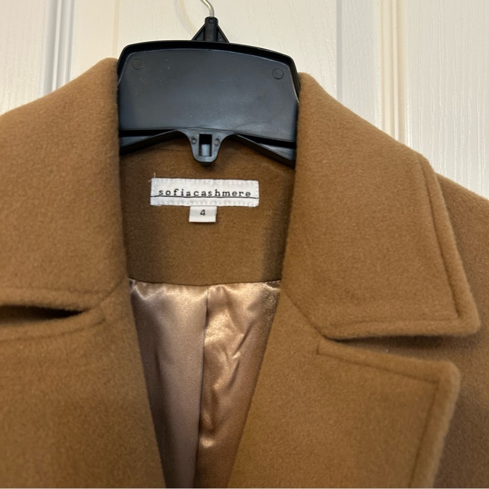 Sofia Cashmere Belted Notch Collar Wool Coat in Camel Size 4 - Picture 5 of 8